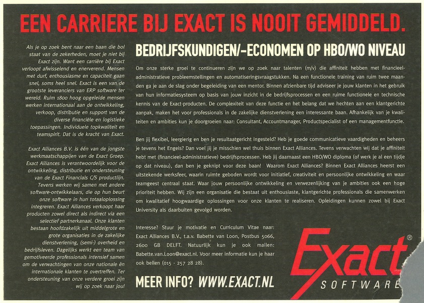 Een carriere bij Exact is nooit gemiddeld
